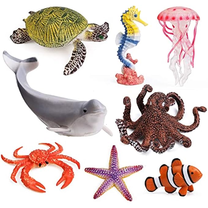 ANIMAL FIGURES, REALISTIC OCEAN TOY PLAYSET FOR KIDS CAKE TOPPERS DECORATION REALISTIC PLASTIC ZOO PLAY SET SMALL TOYS OPPER PARTY FAVORS (8PCS) - Image 1